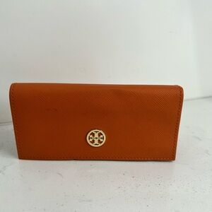 Tory Burch Orange Leather Lined Glasses Case